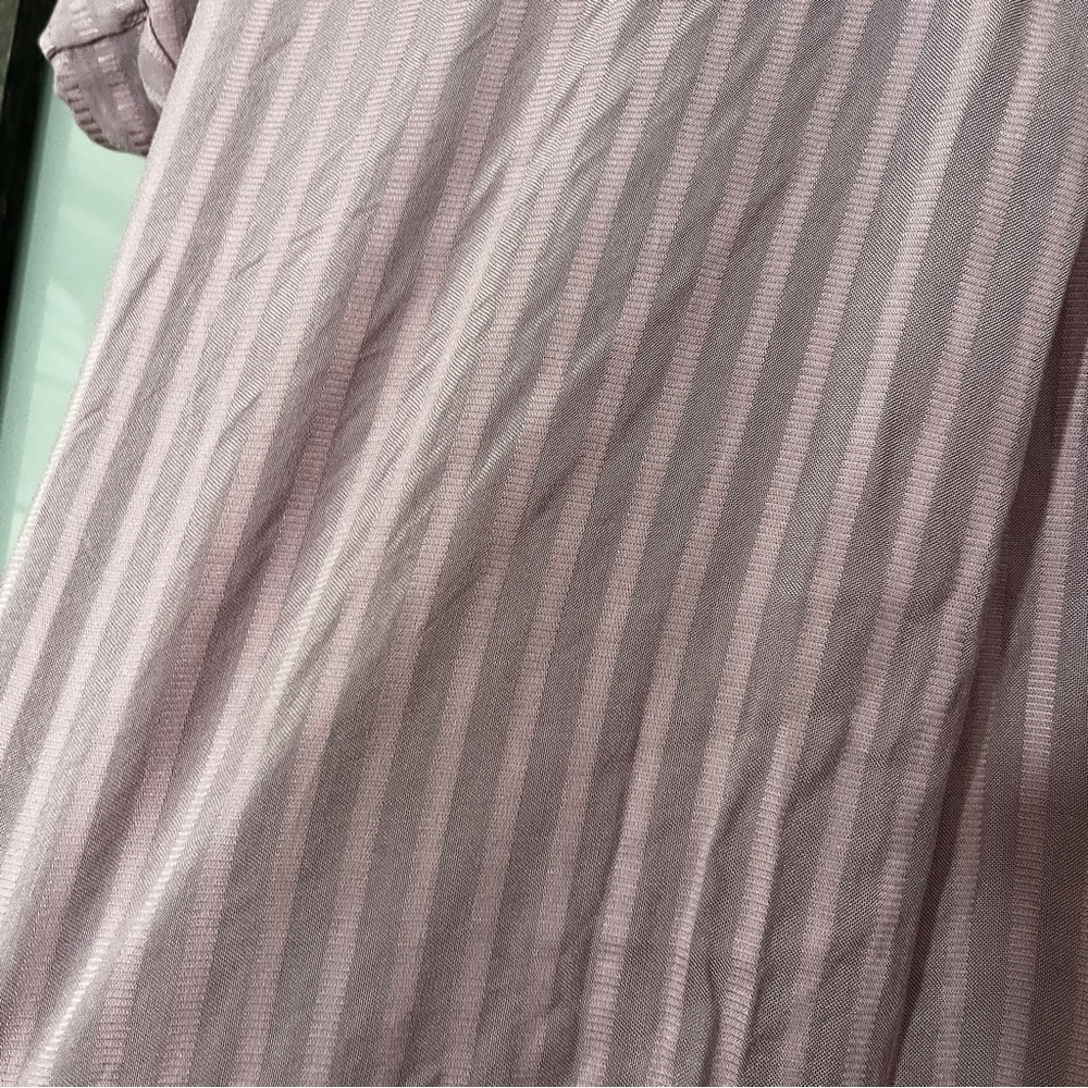 She + Sky Lagenlook Slouchy Oversized Mauve Striped Shirt Johnny Collar NWT L - Picture 3 of 7